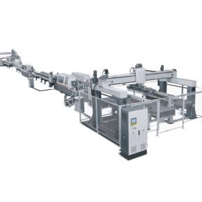 Automatic Loading and Unloading Edge Banding Production Line--2 single-sided edge banding machines+1 two-sided banding machine